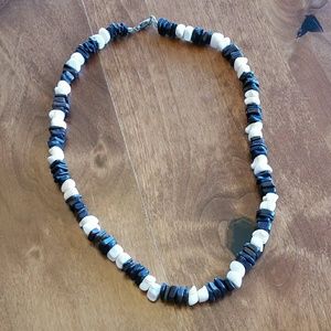 White and black shell necklace